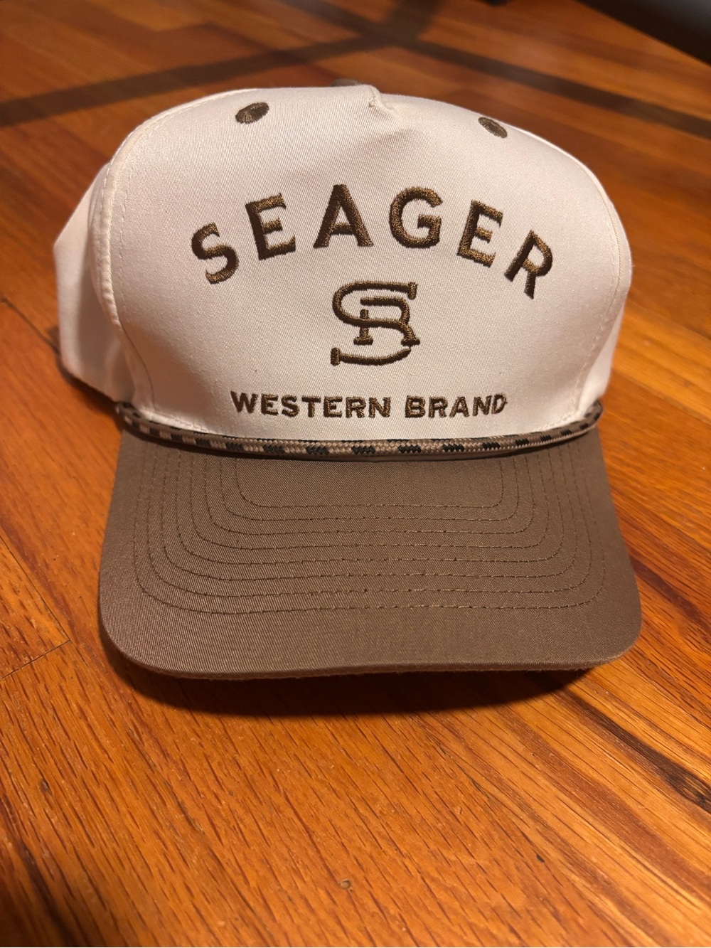 Seager Western Brand Two-Tone Rope Trucker Cap - White and Brown